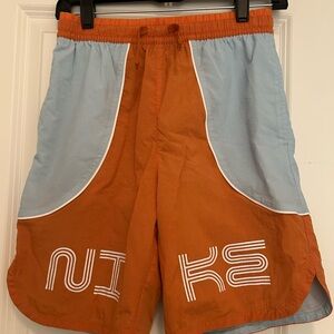 Nike Orange and Light Blue Athletic Shorts